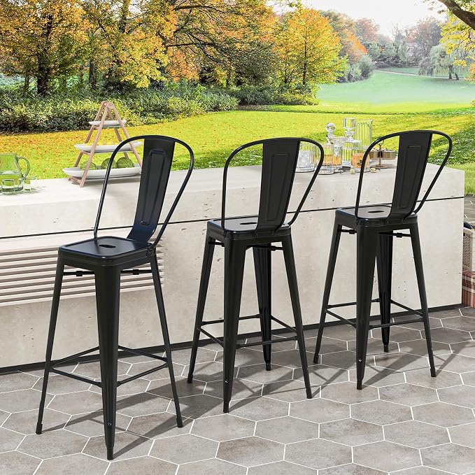 COSTWAY 30'' Metal Bar stools Set of 4, - Image 10