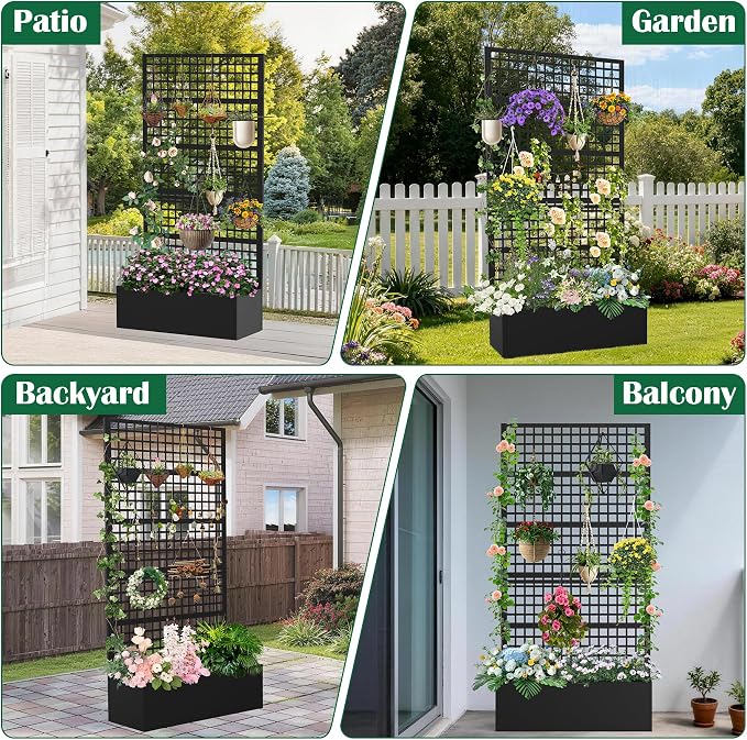 Metal Planter Box with Trellis 36" L x 16" W x 72" H, Raised Garden Bed with - Image 7