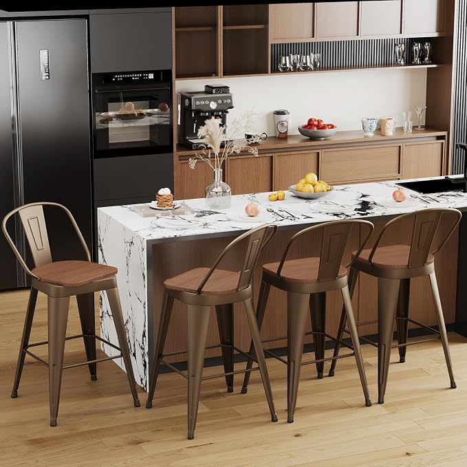 Aklaus Swivel Metal Bar Stools Swivel Modern Farmhouse Bar Chairs - Image 7