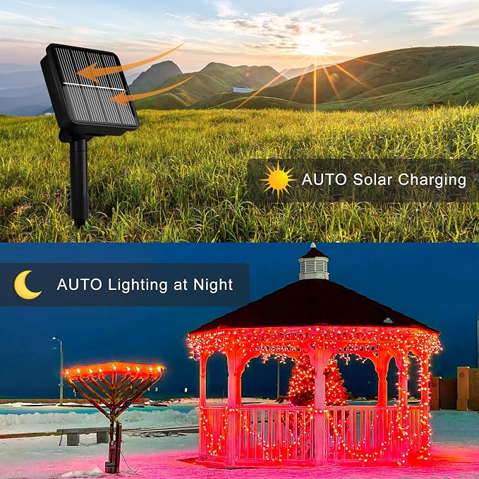 Solar String Lights for Outside, 39Ft 100 LED Solar String Lights Outdoor - Image 3