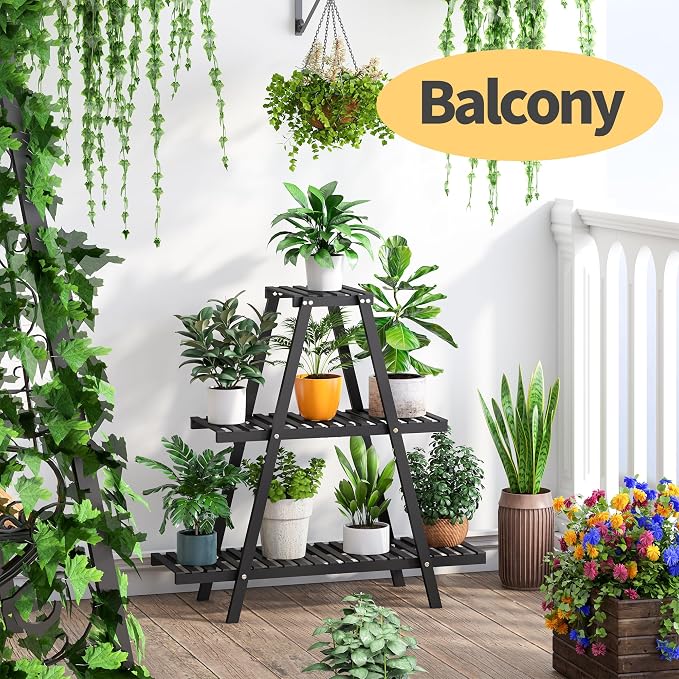 Bamboo Plant Stand Indoor/Outdoor, Rectangular, 8 Potted Flower Holder Ladder - Image 5