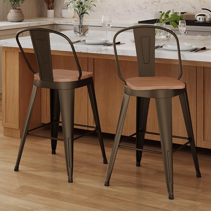 Aklaus Swivel Metal Bar Stools Swivel Modern Farmhouse Bar Chairs - Image 5