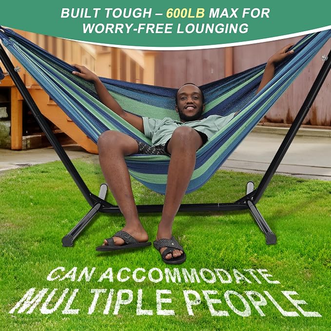 Hammock with Stand for Outside, 600lb Weight Capacity 3-in-1 Adjustable Height - Image 7
