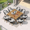 PURPLE LEAF 9 Pieces Outdoor Metal Furniture Set Patio Conversation Sets Wood by PURPLELEAF