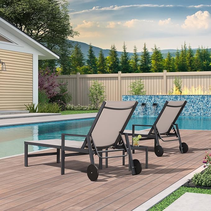 PURPLE LEAF Patio Chaise Lounge 4 Pieces Aluminum Recliner Chair - Image 4