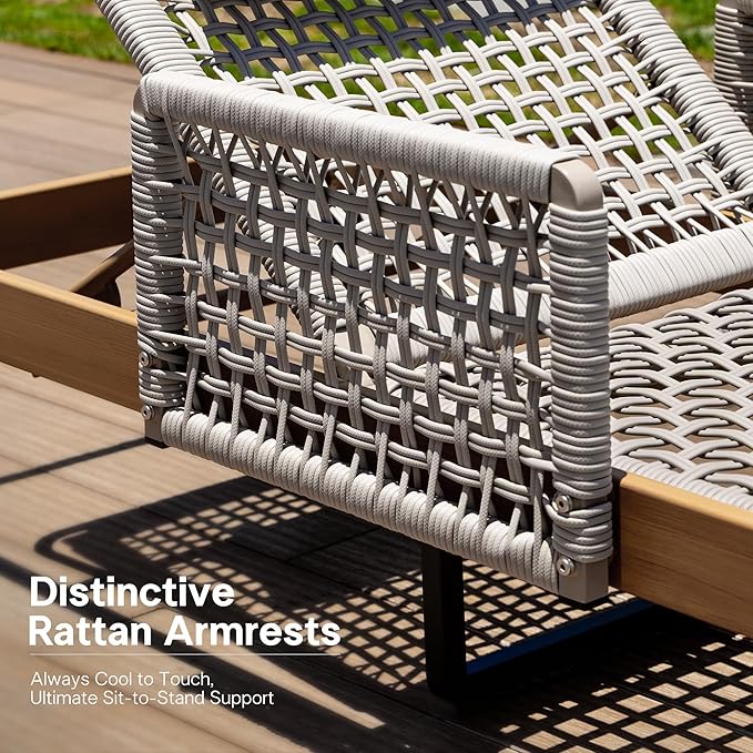 PURPLE LEAF 2 Pieces Outdoor Chaise Lounge Set Rattan Wicker Lounger - Image 7