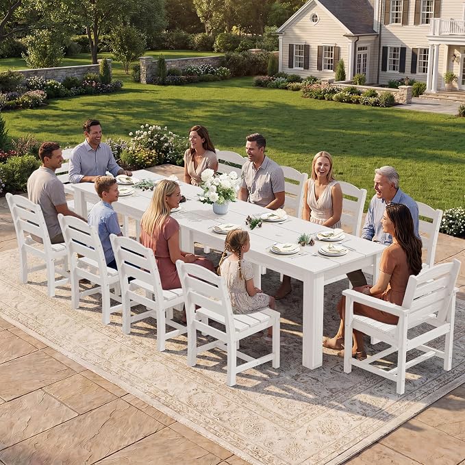 SERWALL Outdoor Dining Sets for 10, HDPE Dining Sets for 10 Person - Image 4