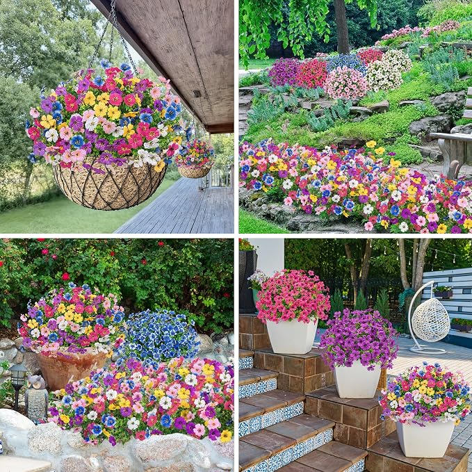 Bassion Artificial Flowers for Outdoors, 24 Bundles UV Resistant Fake Flowers - Image 3