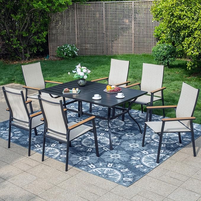 PHI VILLA 7 PCS Patio Dining Set, Aluminum Outdoor Furniture, Patio Table and by PHIVILLAThepioneerofcomfortablehouseholdsupplies