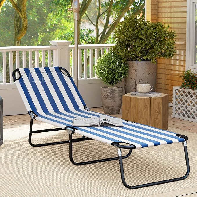 Outsunny Folding Chaise Lounge Pool Chairs, Outdoor Sun Tanning Chairs - Image 8