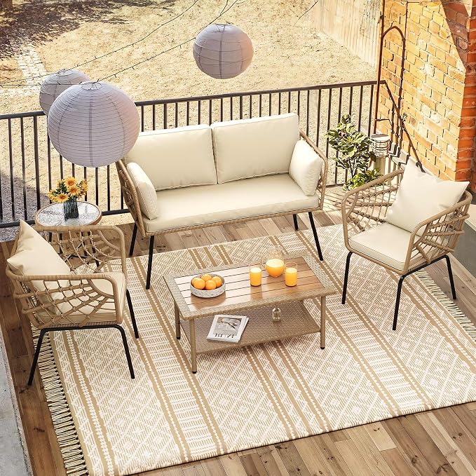 DWVO 2-Piece Patio Set, Wicker Loveseat - Image 2