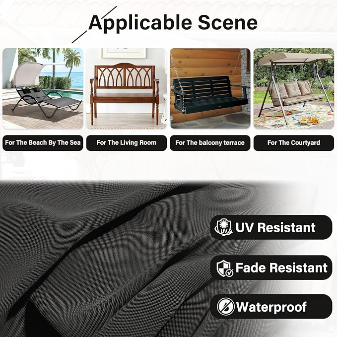 Porch Swing Cushion with Backrest, Waterproof Bench Cushion - Image 5