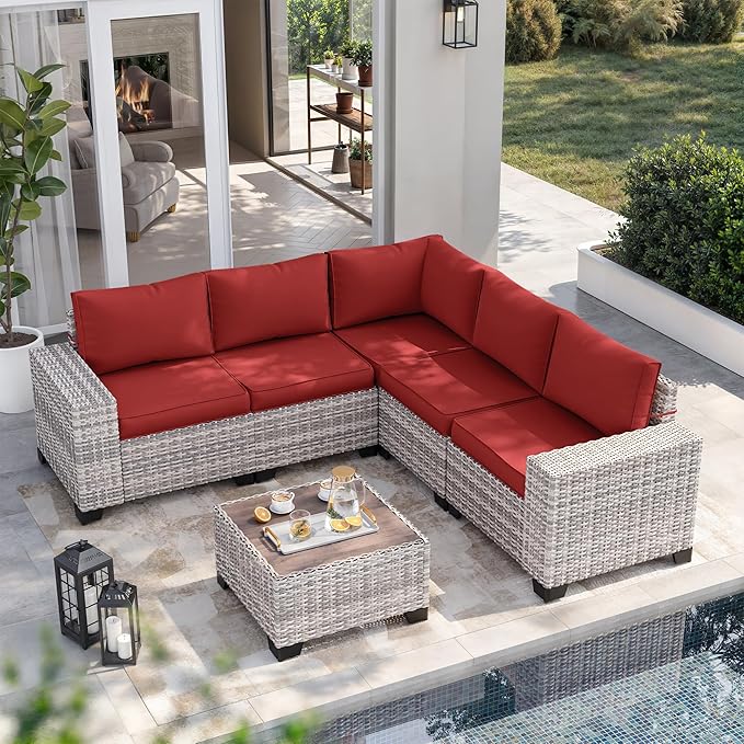 12-Piece Outdoor Patio Furniture Set Wicker Sectional Sofa Set, Patio - Image 5