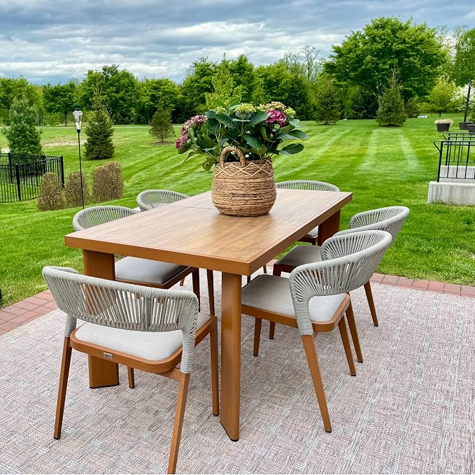 PURPLE LEAF Patio Dining Set for 6 Furniture Set Aluminum Rattan Wicker Patio by PURPLELEAF