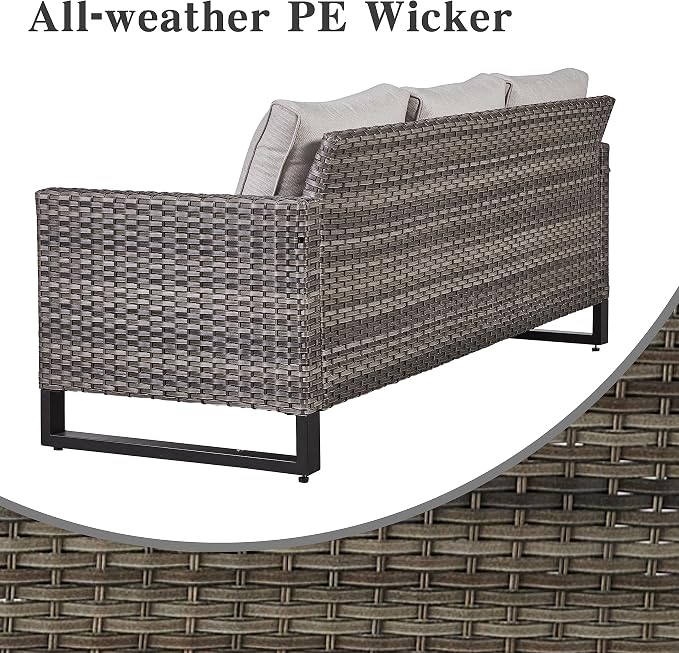 Belord Wicker Patio Furniture 5 Piece Outdoor Sofa Set, Oversize Outdoor Dining - Image 5