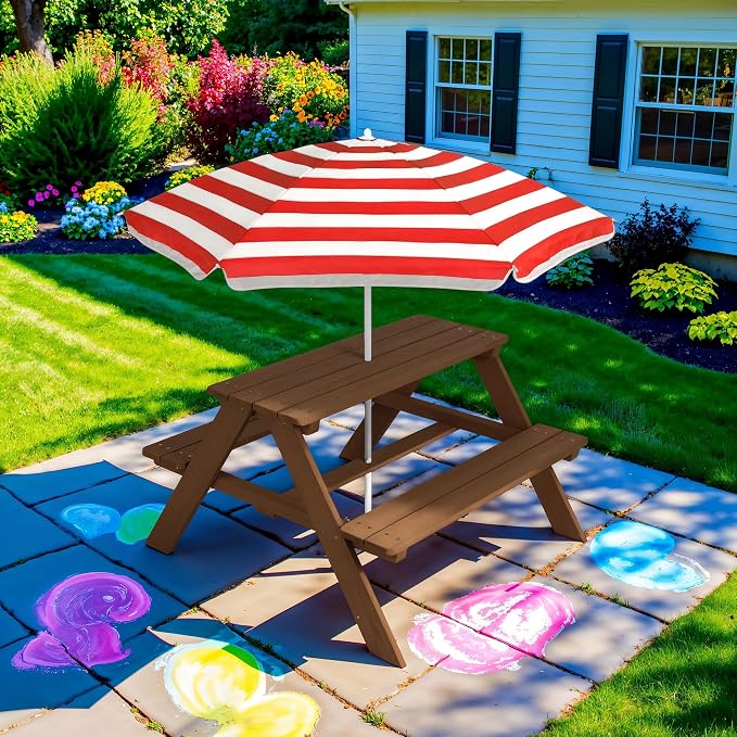 Best Choice Products Wooden Kids Picnic Table - Image 2
