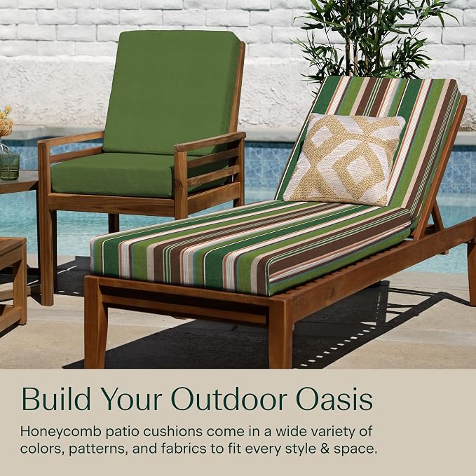 Honeycomb Outdoor Heritage Chaise 21.5 x 70, Stripe Pine Green Chaise Lounge - Image 3