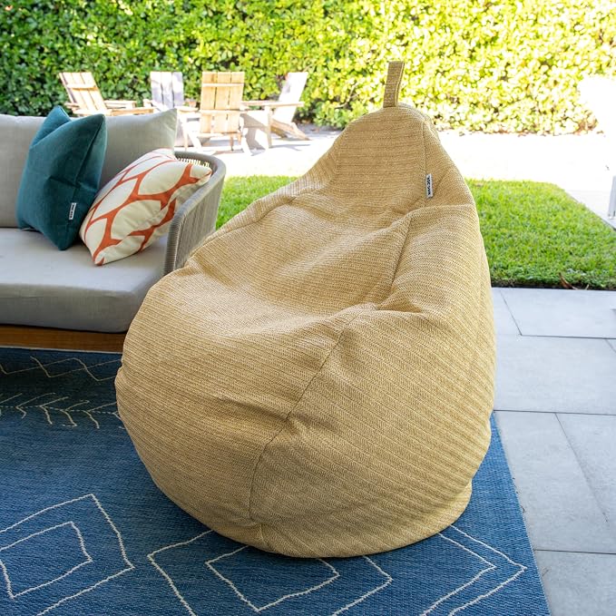 Big Joe Tuffet Weatherproof Bean Bag Chair, Natural Basket Weave, Breathable - Image 4