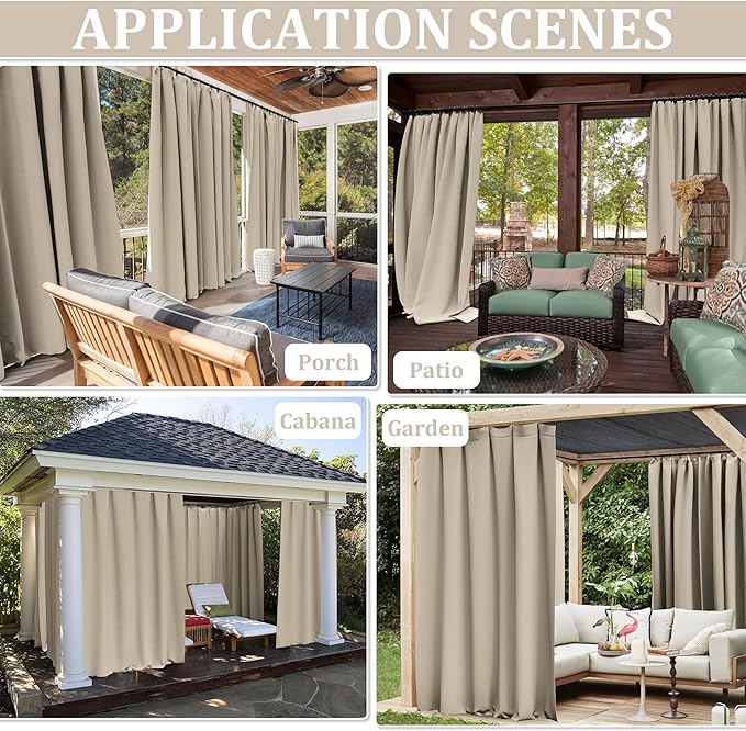 Gazebo Universal Replacement Privacy Curtain, 4-Panels Sidewall Curtains - Image 7