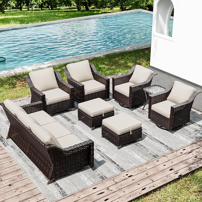 Joyside Wicker Patio Furniture Sets, 8 Pieces Upgraded Large Size Outdoor - Image 6