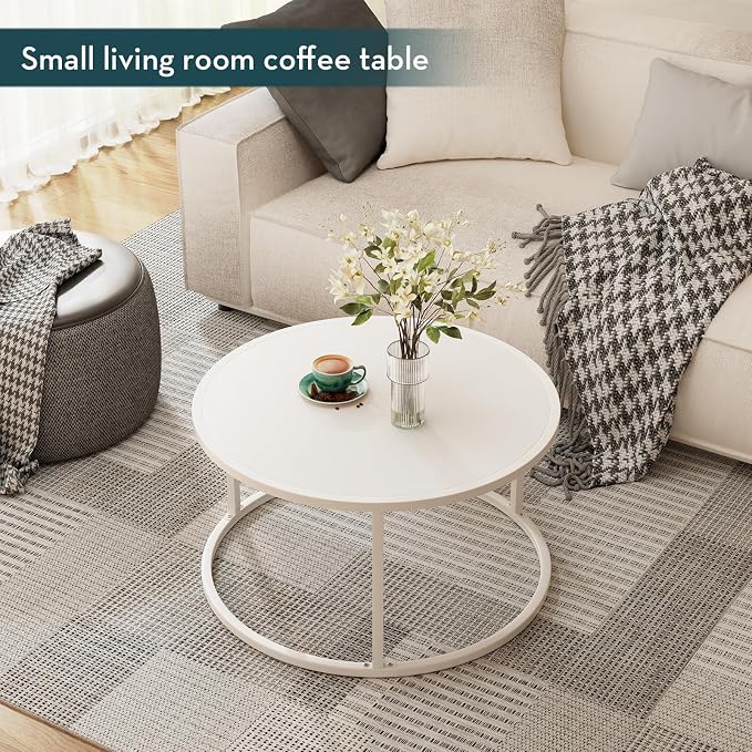 SAYGOER Small Round Coffee Table, Modern Center Table - Image 7