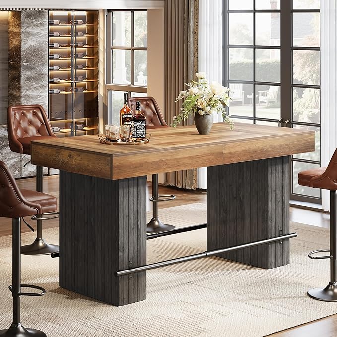 Tribesigns 62.2 Inch Bar Table, Industrial Counter Height Pub Dining Table - Image 4