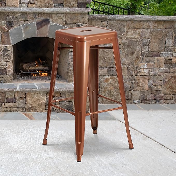 Flash Furniture Commercial Grade 30" High Backless Copper Indoor-Outdoor - Image 2