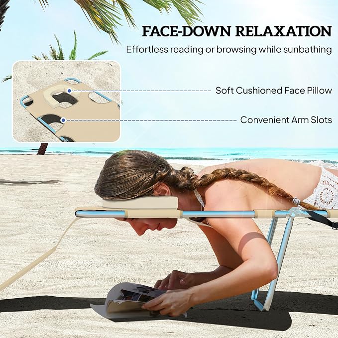 Outsunny Folding Beach Lounge Chair - Image 5