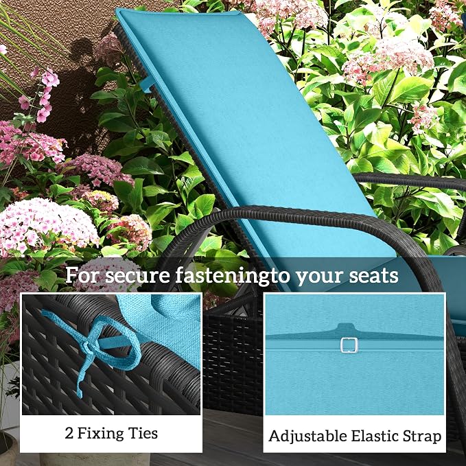 Outsunny Outdoor Lounge Chair Cushion Set of 2, UPF50+ 200gsm Fabric and 25D - Image 6