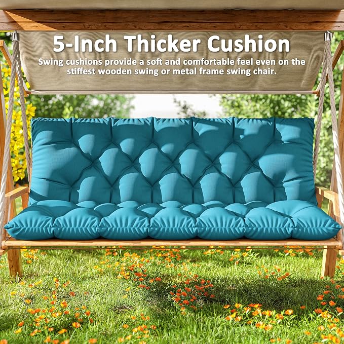 Porch Swing Cushion with Backrest 2-3 Seater Outdoor Bench Cushions Waterproof - Image 6