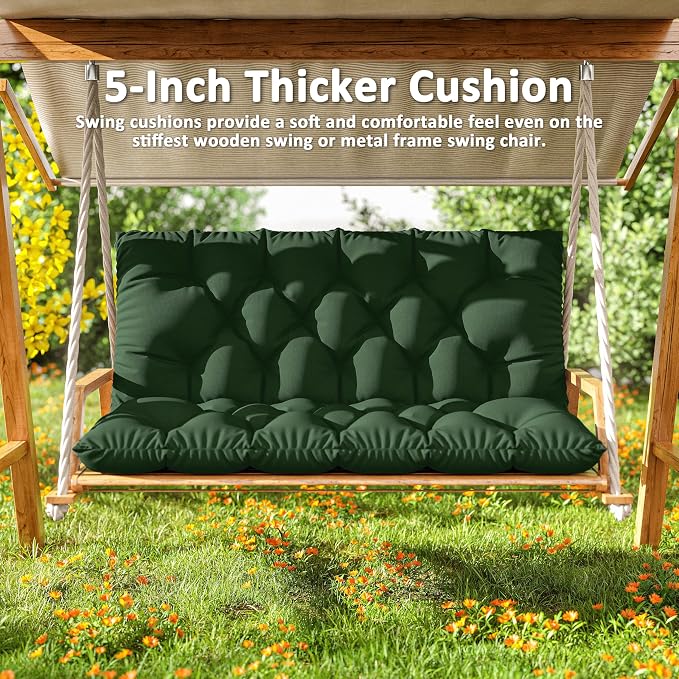 Porch Swing Cushion with Backrest 2-3 Seater Outdoor Bench Cushions Waterproof - Image 6