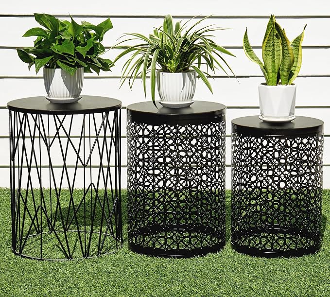 HFHOME Set of 3 Heavy-Duty Round End Table, Side Table, Coffee Table by HFHOME