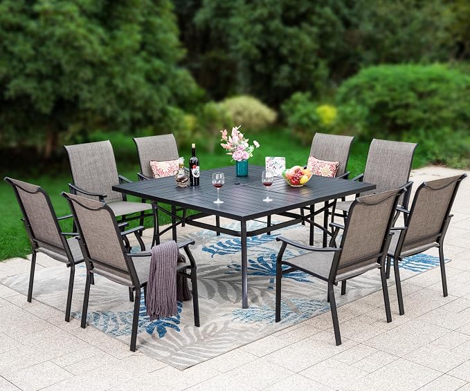 Sophia & William Patio Dining Set 9 Pieces, 8 Quick Dry Textilene Chairs and 1 by SophiaWilliam