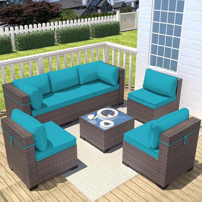Outdoor Patio Furniture Set, 7 Pieces Outdoor Sectional Furniture Patio Sofa - Image 7