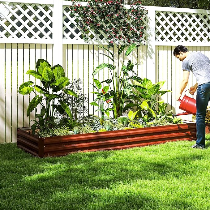Outsunny Galvanized Raised Garden Bed, - Image 8