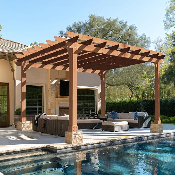 BlueWish 12’ x 14’ Cedar Wood Patio Pergola - Image 8