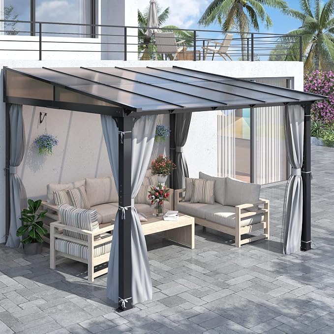 COVERONICS 10' X 10' Outdoor Polycarbonate Lean to Gazebo by COVERONICS