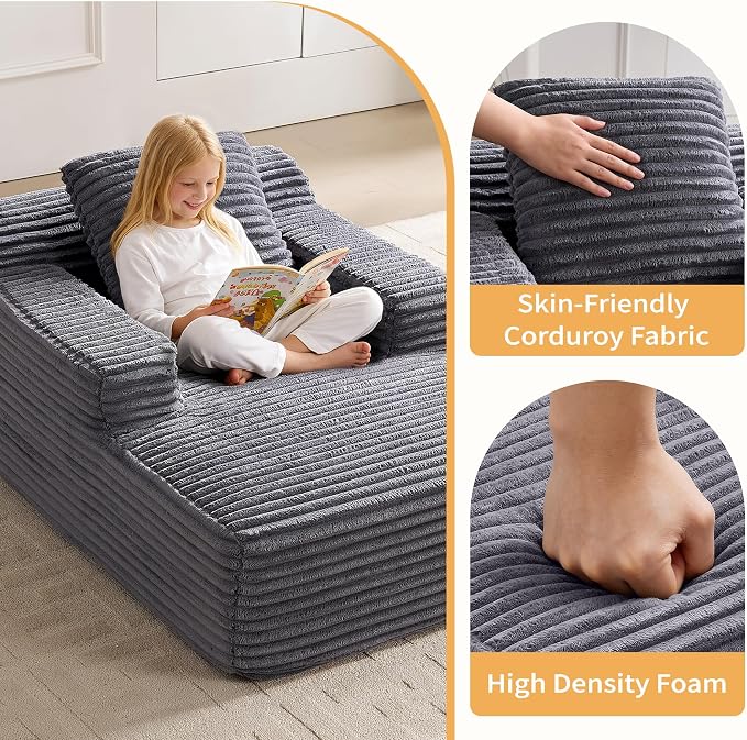 wanan 45.7" Chaise Lounge Chair Indoor, Corduroy Boneless Cloud Lounge Chair - Image 3