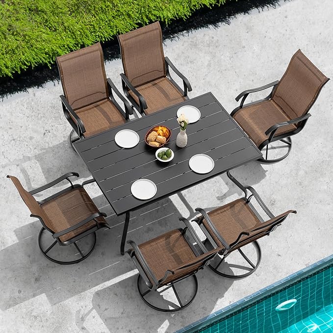 NUU GARDEN Patio Dining Set 7 Pieces Outdoor Dining Set - Image 3
