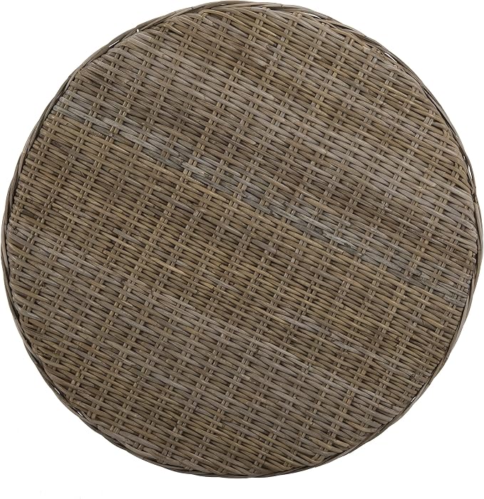 SAFAVIEH Home Collection Ruxton Natural Rattan Round Coffee Table Ottoman - Image 9