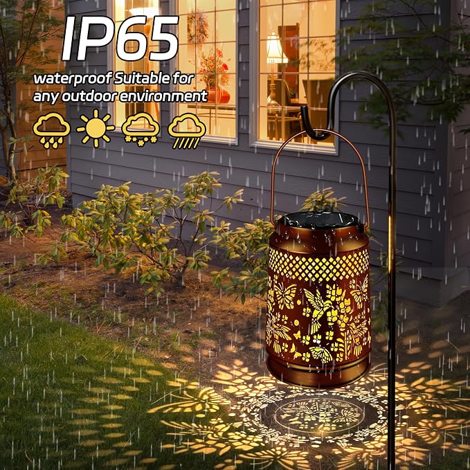 KY&BOSAM Solar Lanterns Outdoor Waterproof Hummingbird & Butterfly Lantern - Image 5