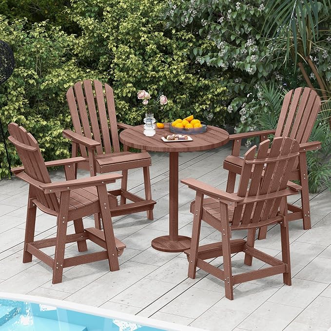 Tangkula Outdoor Bar Stool, HDPE Tall Adirondack Chair - Image 5