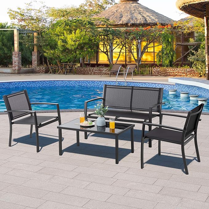 Vongrasig 4 Pieces Patio Furniture Sets, Outdoor Patio Conversation Sets - Image 2