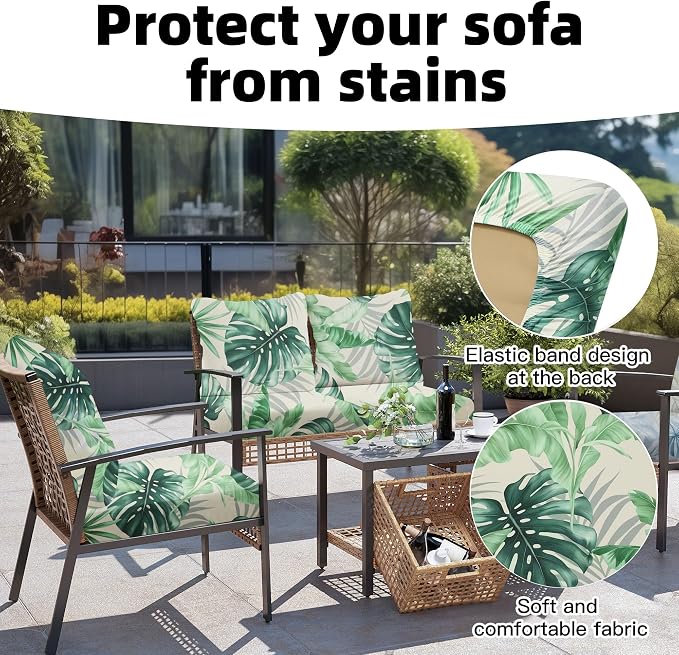 8Pcs Outdoor Cushion Covers, Patio Cushion Covers, Stretch Elastic Slipcovers - Image 4