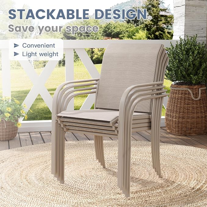 VICLLAX Patio Dining Set for 6, Outdoor Furniture Set Includes 63" Rectangle - Image 4