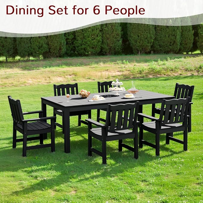 Stoog 7 Pieces Patio Dining Sets, All-Weather HIPS Material & Aluminum Frame - Image 8