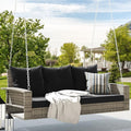 DWVO 3-Seats Wicker Hanging Porch Swing Chair Outdoor Gray Rattan Patio Swing by DWVO