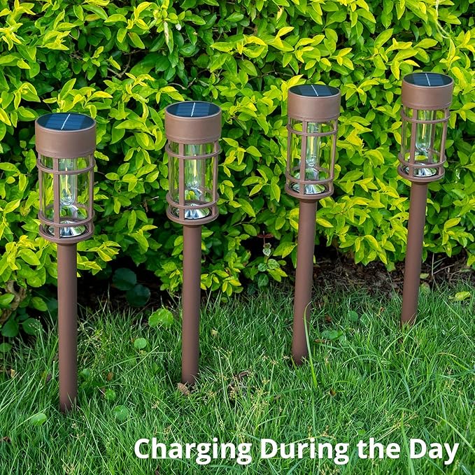 Solar Pathway Lights Outdoor Solar Lights 8 Pack Metal & Glass Design - Image 3