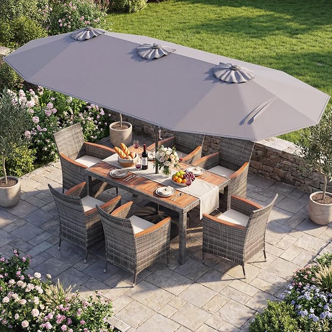 Tangkula 9 Piece Rattan Outdoor Dining Set - Image 2