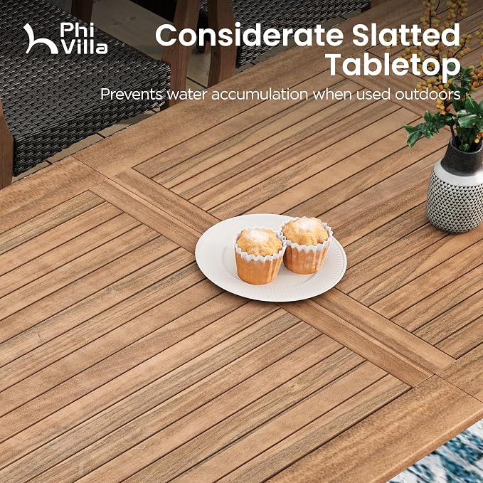 PHI VILLA 7 Pieces Acacia Wood Outdoor Dining Set - Image 8